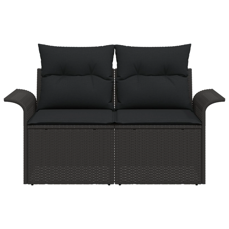 vidaXL Dārza dīvāns ar spilvenu Melna 141 x 62 x 69cm poliratāns