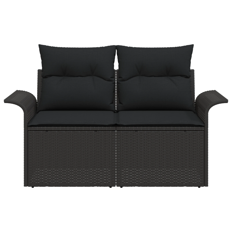 vidaXL Dārza dīvāns ar spilvenu Melna 141 x 62 x 69cm poliratāns