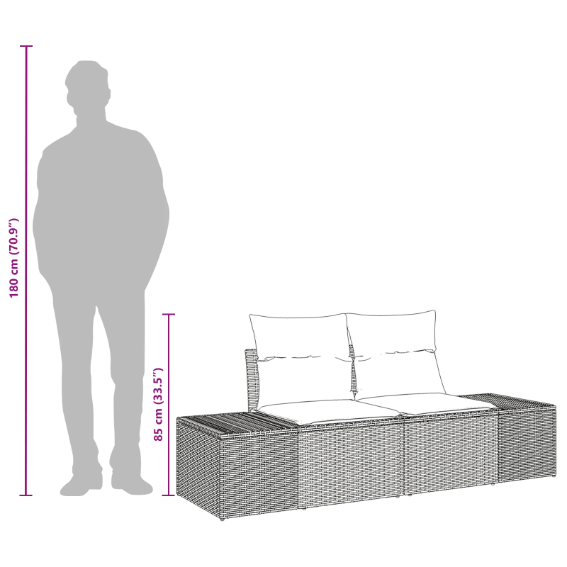 vidaXL Dārza dīvāns Melna 123 x 62 x 69cm poliratāns