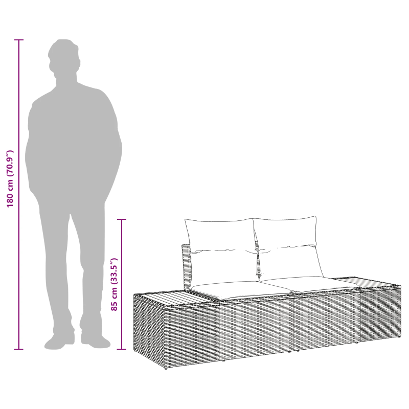 vidaXL Dārza dīvāns Melna 184 x 62 x 85cm poliratāns