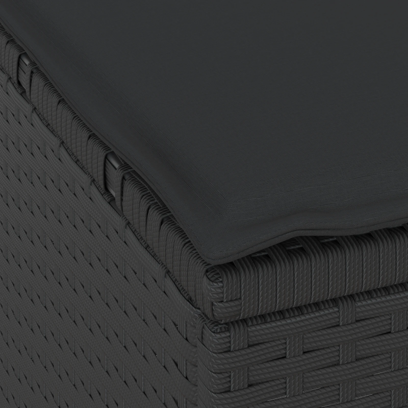 vidaXL Dārza ēdamgalds Melna poliratāns