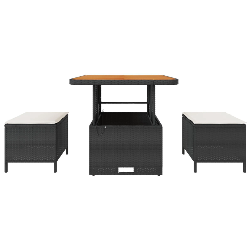 vidaXL Dārza ēdamgalds Melna poliratāns