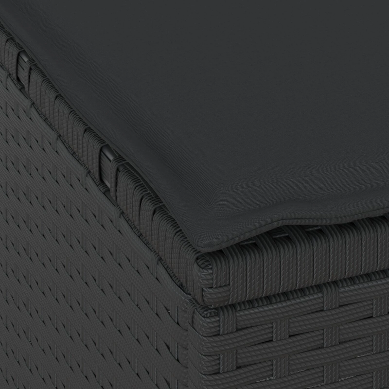 vidaXL Dārza ēdamgalds Melna poliratāns