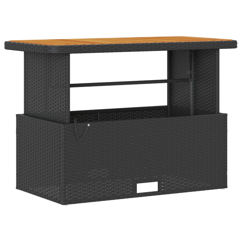 vidaXL Dārza ēdamgalds Melna poliratāns