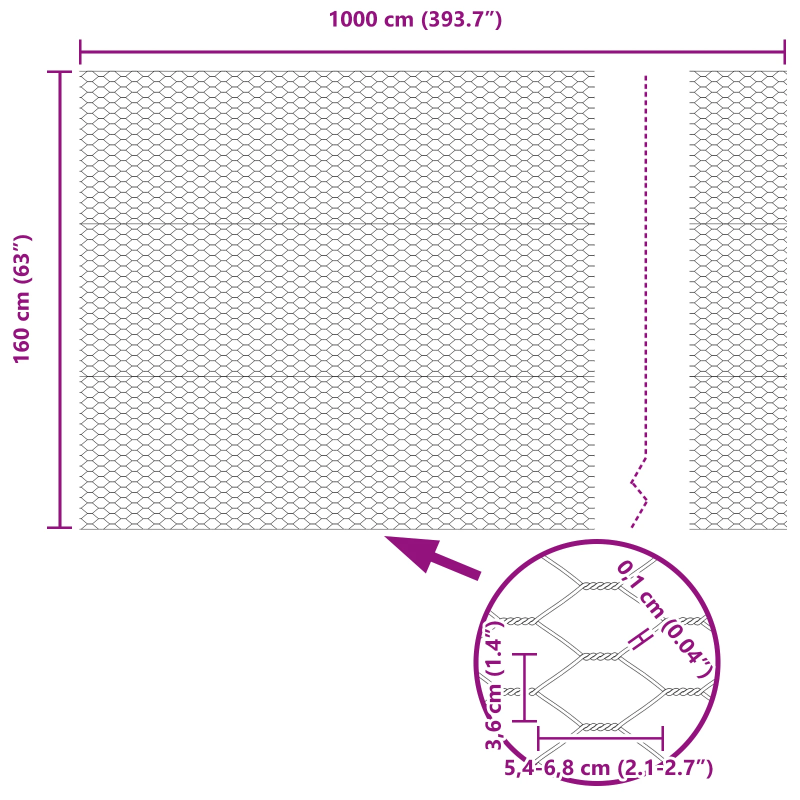 vidaXL Sešstūra žogs Zaļa 1,6 x 10 m PVC