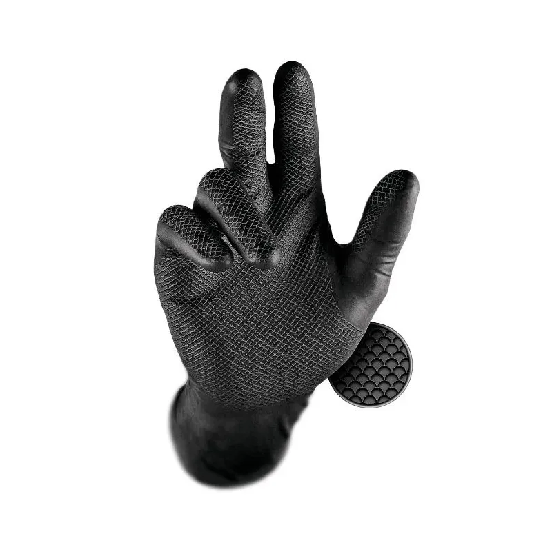 Darba cimdi vienreizējs Grippaz 246, pieaugušajiem, nitrils, melna-oranža-, 2XL, 50 gab.