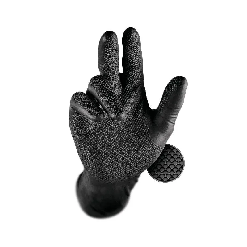 Darba cimdi vienreizējs Grippaz 246, pieaugušajiem, nitrils, melna-oranža-, 2XL, 50 gab.