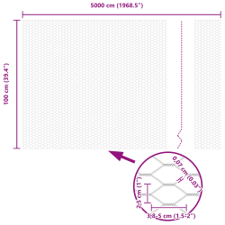 vidaXL Sešstūra žogs Pelēka 1 x 50 m PVC