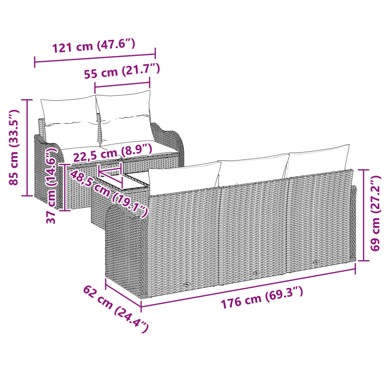 vidaXL Dārza dīvānu komplekts Bēša poliratāns