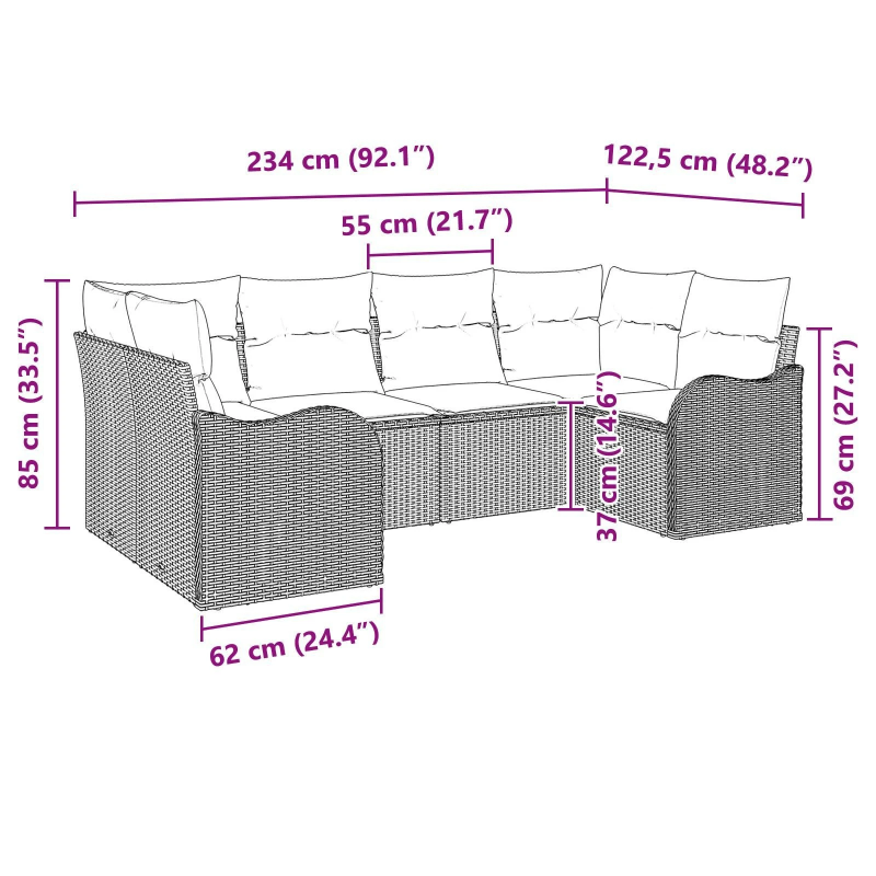 vidaXL Dārza dīvānu komplekts Pelēka poliratāns