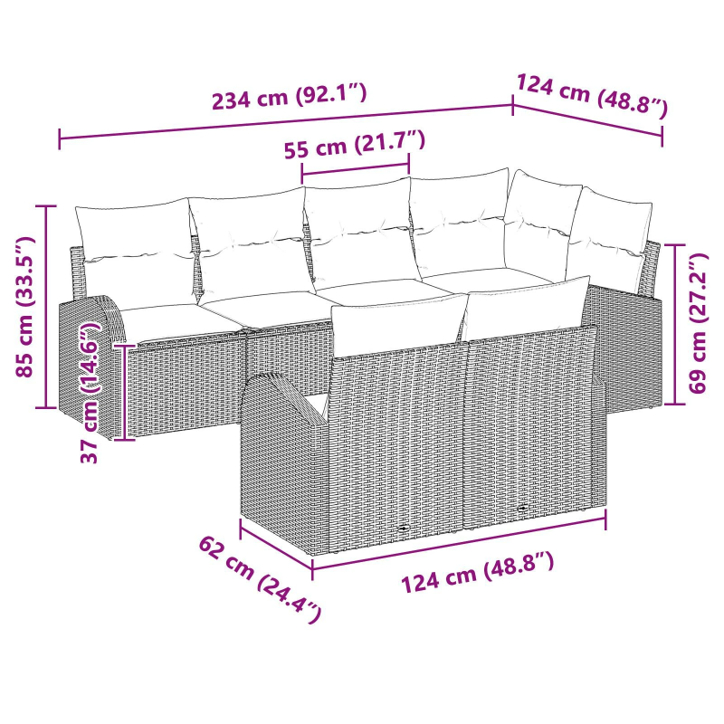vidaXL Dārza dīvānu komplekts Bēša poliratāns