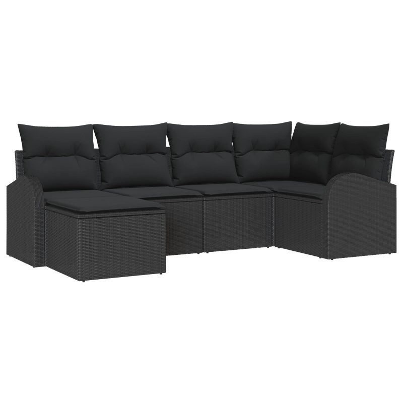 vidaXL Dārza dīvānu komplekts 6 pcs Melna poliratāns