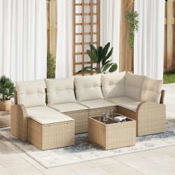 vidaXL Dārza dīvānu komplekts 7 pcs Bēša poliratāns