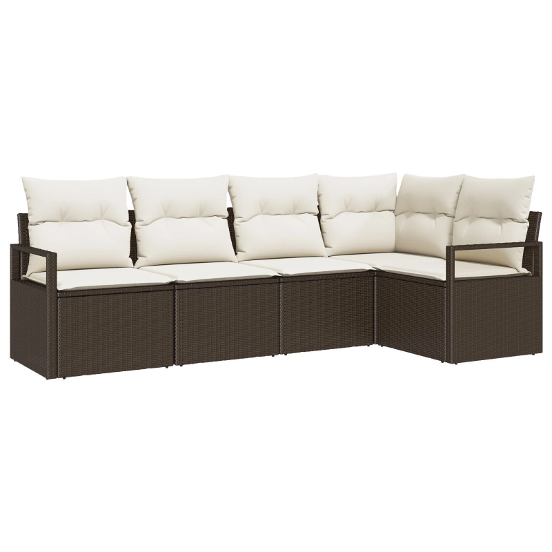 vidaXL Dīvānu komplekts ar spilvenu 5 pcs Brūna poliratāns