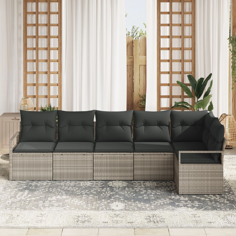 vidaXL Dīvānu komplekts 6 pcs Gaiši pelēks poliratāns