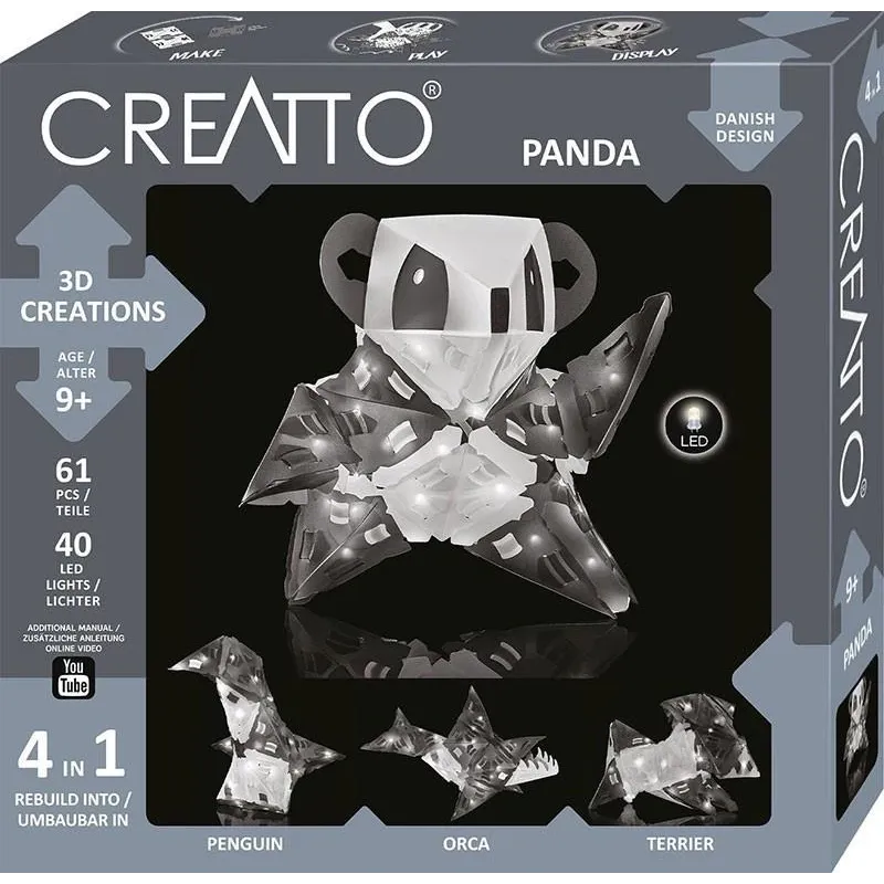 Konstruktors Kosmos Creatto Panda 1KS3494, 61 gab., balta krās.-pelēka krās.