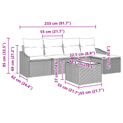 vidaXL Dīvānu komplekts ar spilvenu 6 pcs Bēša poliratāns