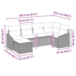 vidaXL Dīvānu komplekts ar spilvenu 6 pcs Melna poliratāns