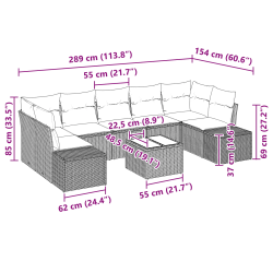 vidaXL Dārza dīvānu komplekts 8 pcs Brūna Poliūtu rotangpalma