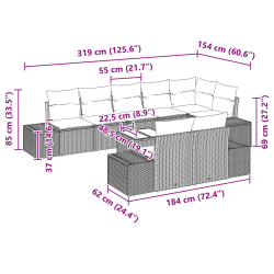 vidaXL Dārza dīvānu komplekts 9 pcs Gaiši pelēks poliratāns