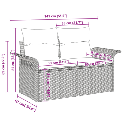 vidaXL Dārza dīvānu komplekts ar spilvenu 6 pcs Pelēka poliratāns