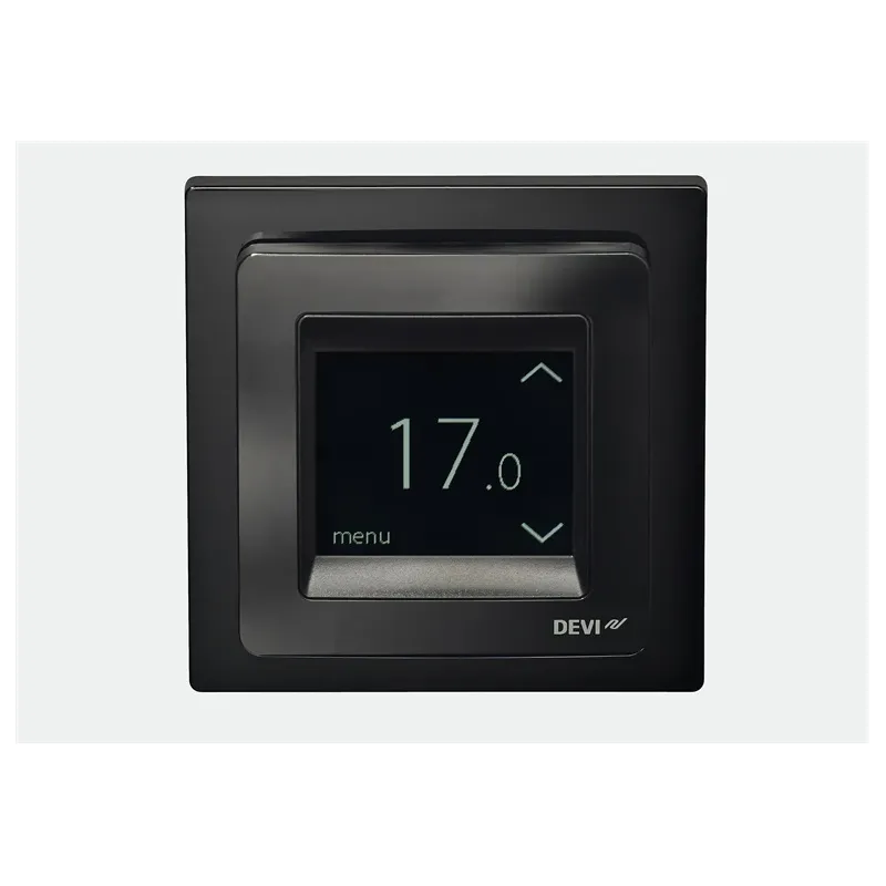 Termostats Devi DEVIreg Touch, padziļinājumā, melna krās., 8.5 cm, 5 - 45 °C