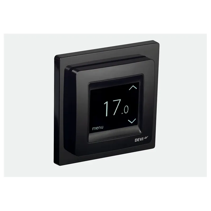 Termostats Devi DEVIreg Touch, padziļinājumā, melna krās., 8.5 cm, 5 - 45 °C