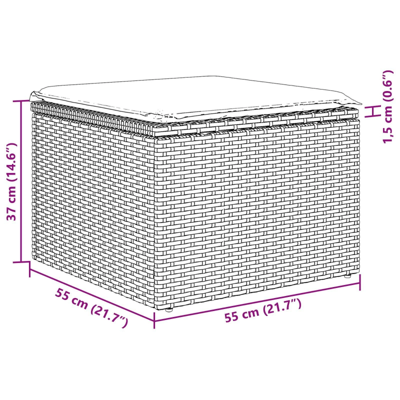 vidaXL Dārza dīvānu komplekts ar spilvenu 6 pcs Melna poliratāns