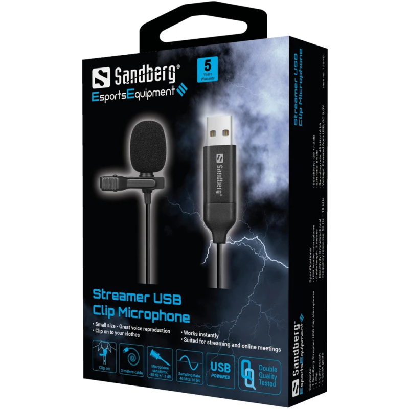 Sandberg 126-40 Streamer USB Clip Microphone