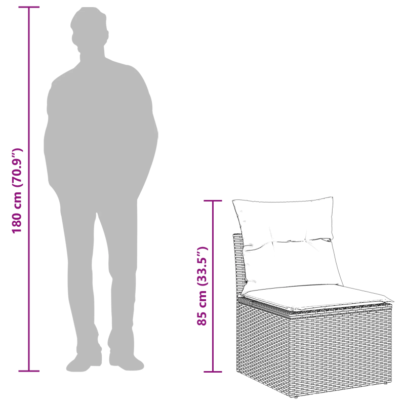 vidaXL Dārza dīvānu komplekts ar spilvenu 8 pcs Pelēka poliratāns