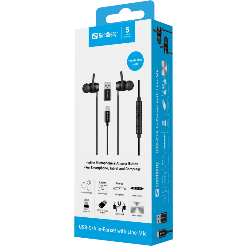 Sandberg 126-50 USB-C-A In-Earset with LineMic