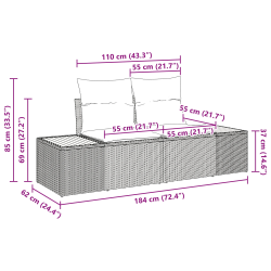 vidaXL Dārza dīvānu komplekts ar spilvenu 6 pcs Pelēka poliratāns