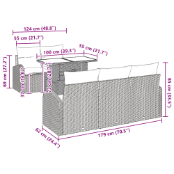 vidaXL Dārza dīvānu komplekts ar spilvenu 6 pcs Brūna poliratāns