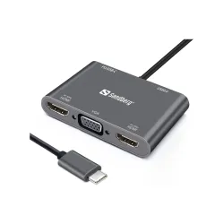 Sandberg 136-35 USB-C Dock 2xHDMI+1xVGA+USB+PD
