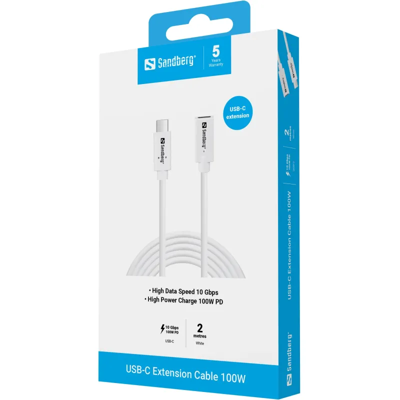 Sandberg 136-55 USB-C C M-F USB 3.1 100W, 2M
