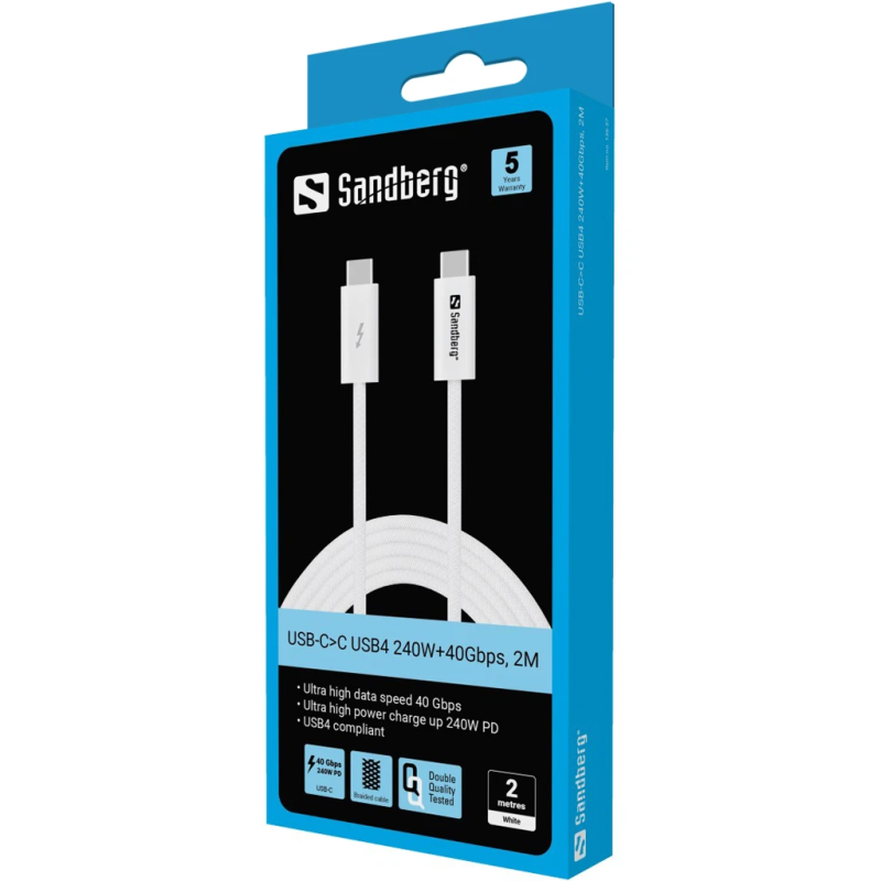 Sandberg 136-57 USB-C 240W PD 40Gbps 2m USB Cable