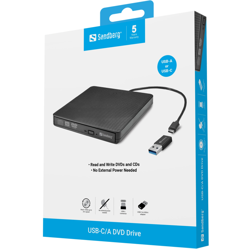 Sandberg 136-62 USB-C-A DVD Drive