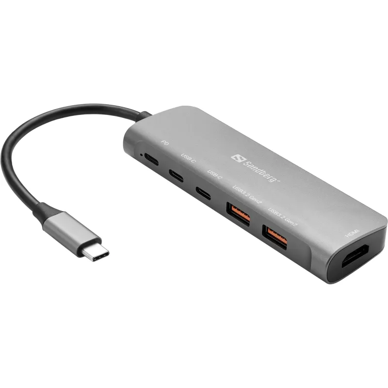 Sandberg 136-65 USB-C Dock HDMI+2xA+2xC+PD100W