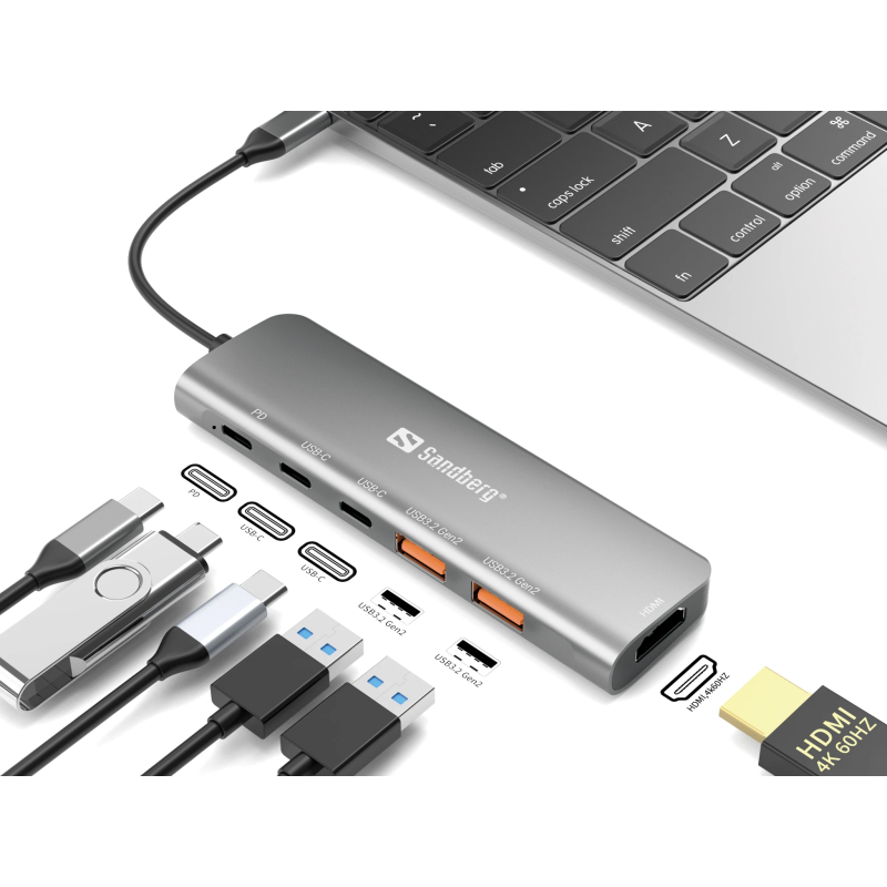Sandberg 136-65 USB-C Dock HDMI+2xA+2xC+PD100W
