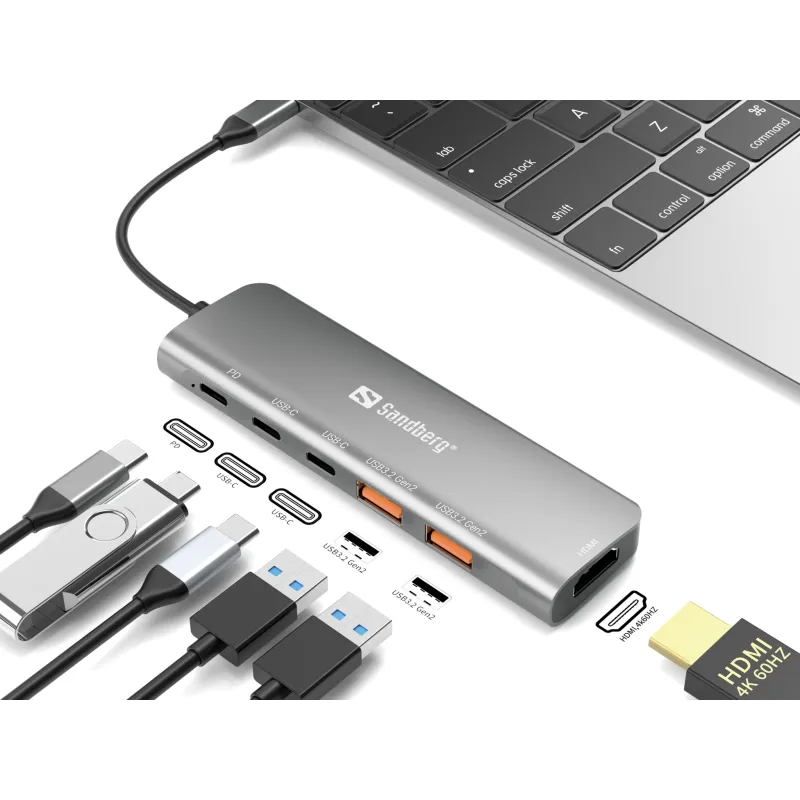 Sandberg 136-65 USB-C Dock HDMI+2xA+2xC+PD100W