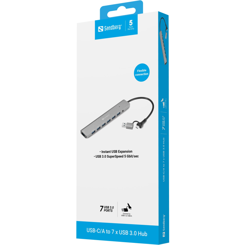 Sandberg 136-66 USB-C-A to 7 x USB 3.0 Hub