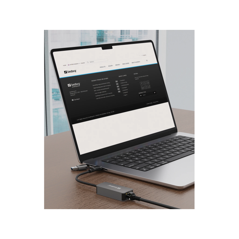 Sandberg 136-68 USB-C-A 2.5 GbE RJ45 Adapter, 2.5 Gigabit Ethernet on USB-C