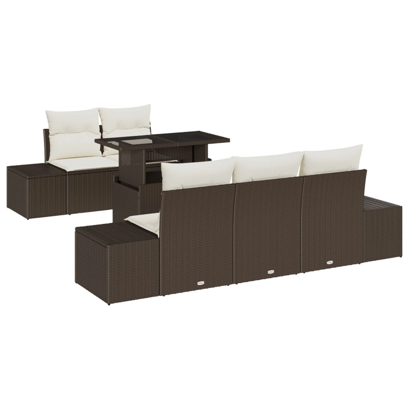 vidaXL Dīvānu komplekts ar spilvenu 6 pcs Brūns un Krēma poliratāns