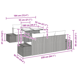 vidaXL Dīvānu komplekts ar spilvenu 6 pcs Gaiši pelēks poliratāns