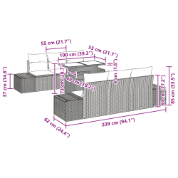 vidaXL Dīvānu komplekts ar spilvenu 7 pcs Bēšs un krēms poliratāns