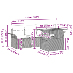 vidaXL Dārza dīvānu komplekts ar spilvenu 5 pcs Melna