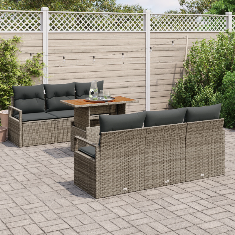 vidaXL Dārza dīvānu komplekts ar spilvenu 7 pcs Pelēka