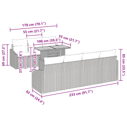 vidaXL Dārza ēdamgalds ar spilvenu Melns un brūns 100 x 55 x 73 cm