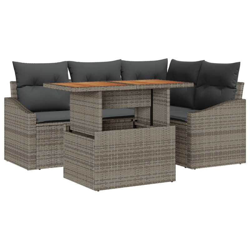 vidaXL Dārza ēdamgalds ar spilvenu Pelēks un brūns 100 x 55 x 73 cm