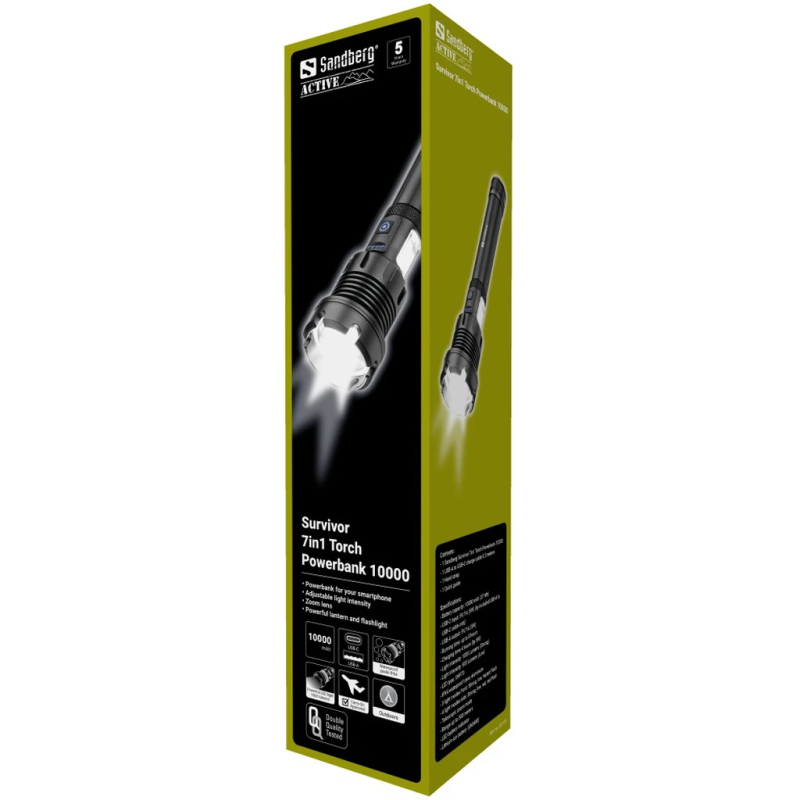 Sandberg 421-09 Survivor 7in1 Torch PB 10000, Flashlight powerbank 10000 mAh